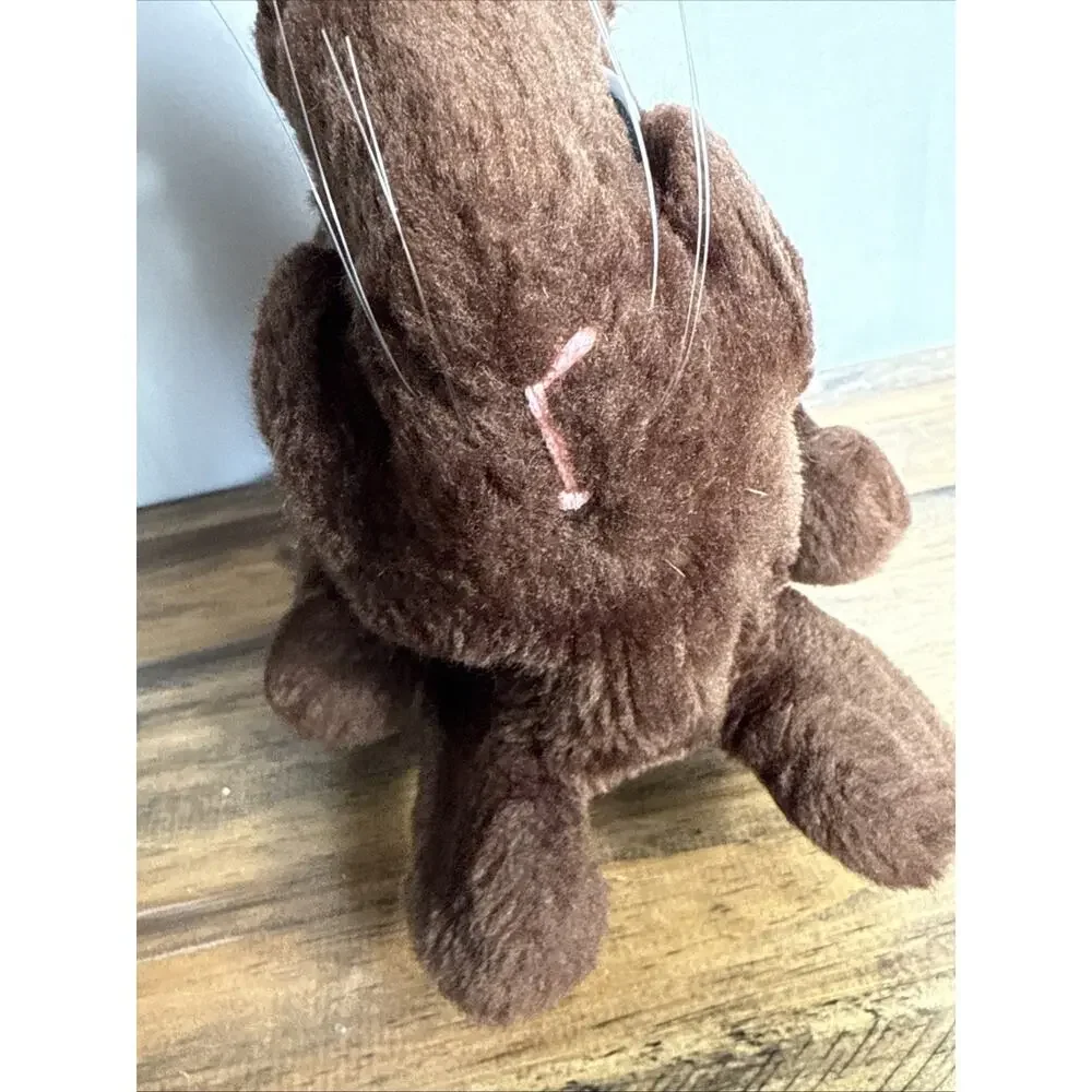 Vintage Puppet Toy Bunny Rabbit Velvet Stable Dark Brown Plush Animal 11